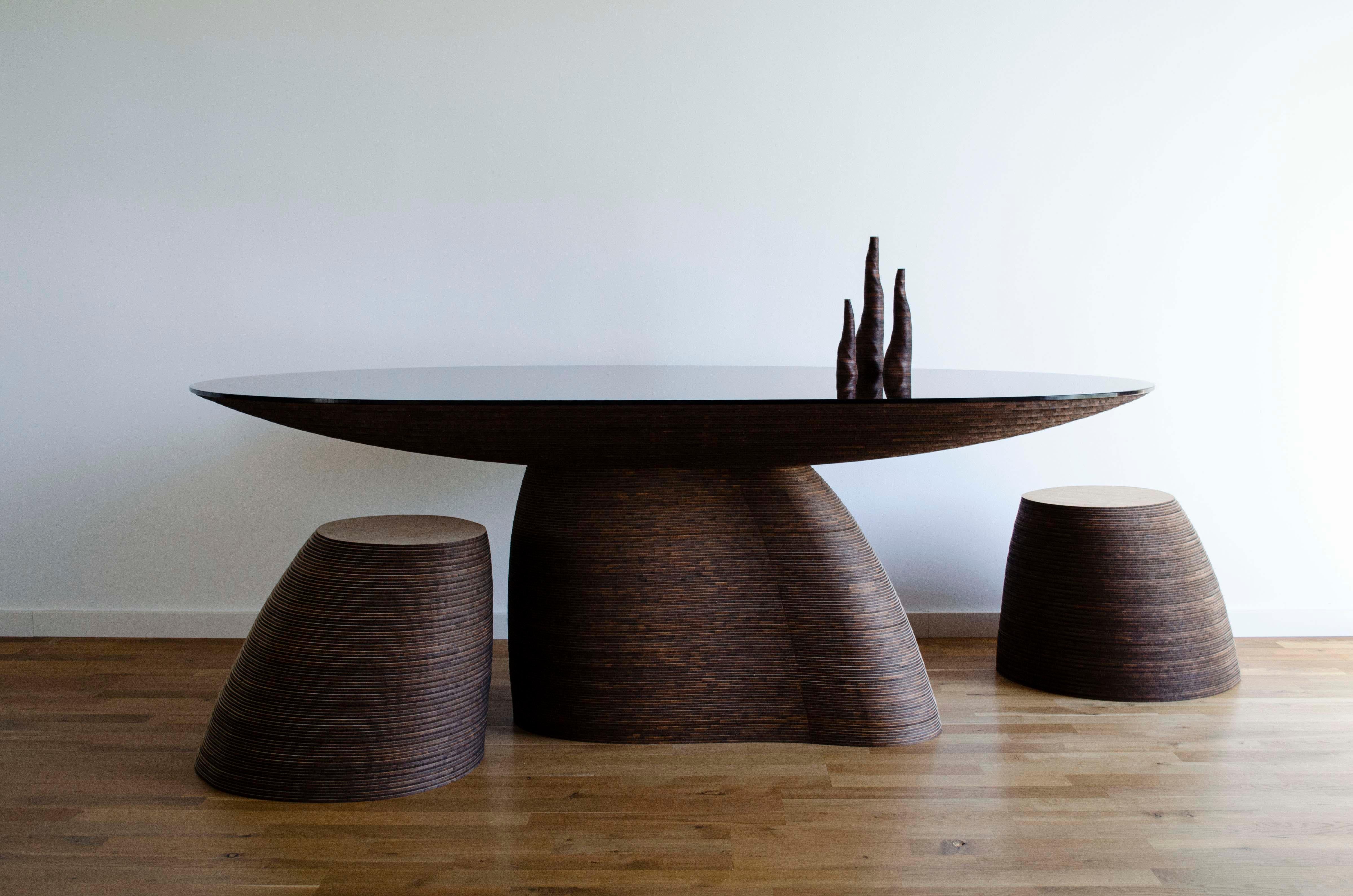 Postmoderne Table de salle à manger Stratum Saxum en bambou I de Daan De Wit en vente