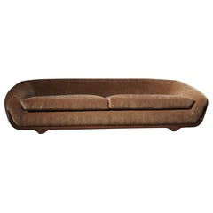 STRATUS Caramel Mohair Sofa with walnut frame by STUDIO BALESTRA