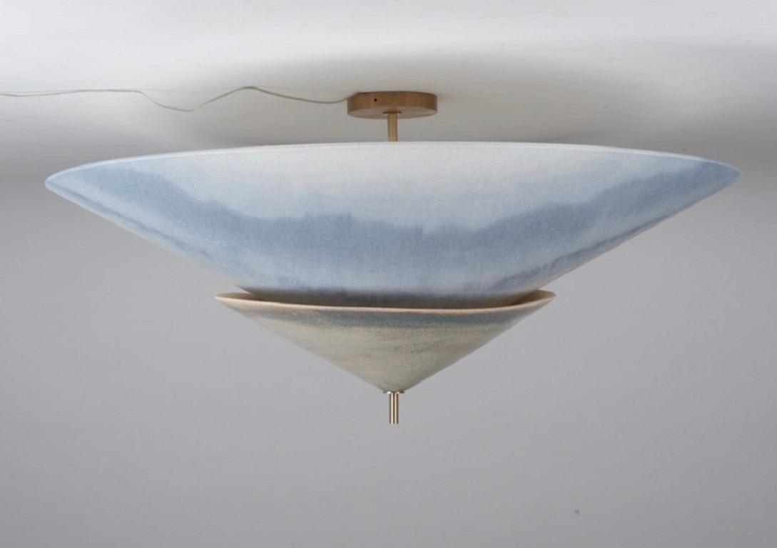 Stratus Ceiling Lamp 90 by Elsa Foulon
Unique piece.
Dimensions: D 30 x W 90 x H 90 cm
Materials: Ceramic, fabric, metal.

All our lamps can be wired according to each country. If sold to the USA, it will be wired for the USA, for instance. 

All of