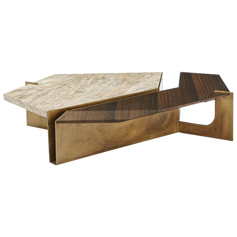 Stratus Coffee Table Contemporary Centre In Aged Br And Stratus Coffee Table Contemporary Centre In Aged Br And Travertine For