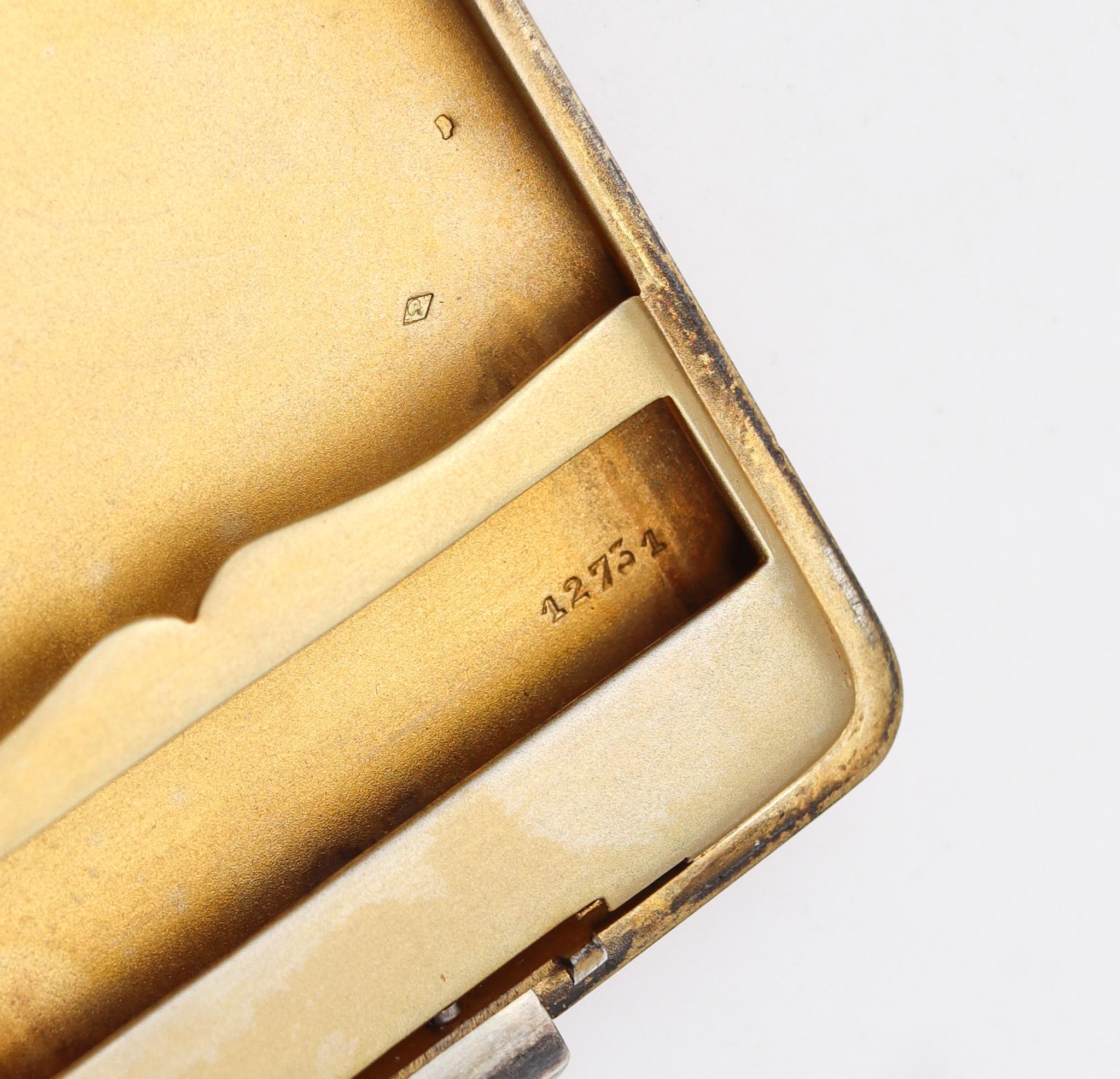 Strauss Allard et Meyer París 1926 Estuche de cartas Art Déco lacado en plata de ley 925 Dorado en venta