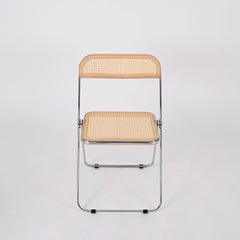 Stroh und Chrom "Plia" Italienische Stühle von Giancarlo Piretti für Castelli, 1970er Jahre