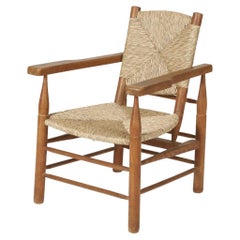 Straw Armchair by Pierre Jeanneret 1940s