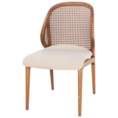 Cane Backrest, Seat Fabric Offwhite Dining Chair, Naia