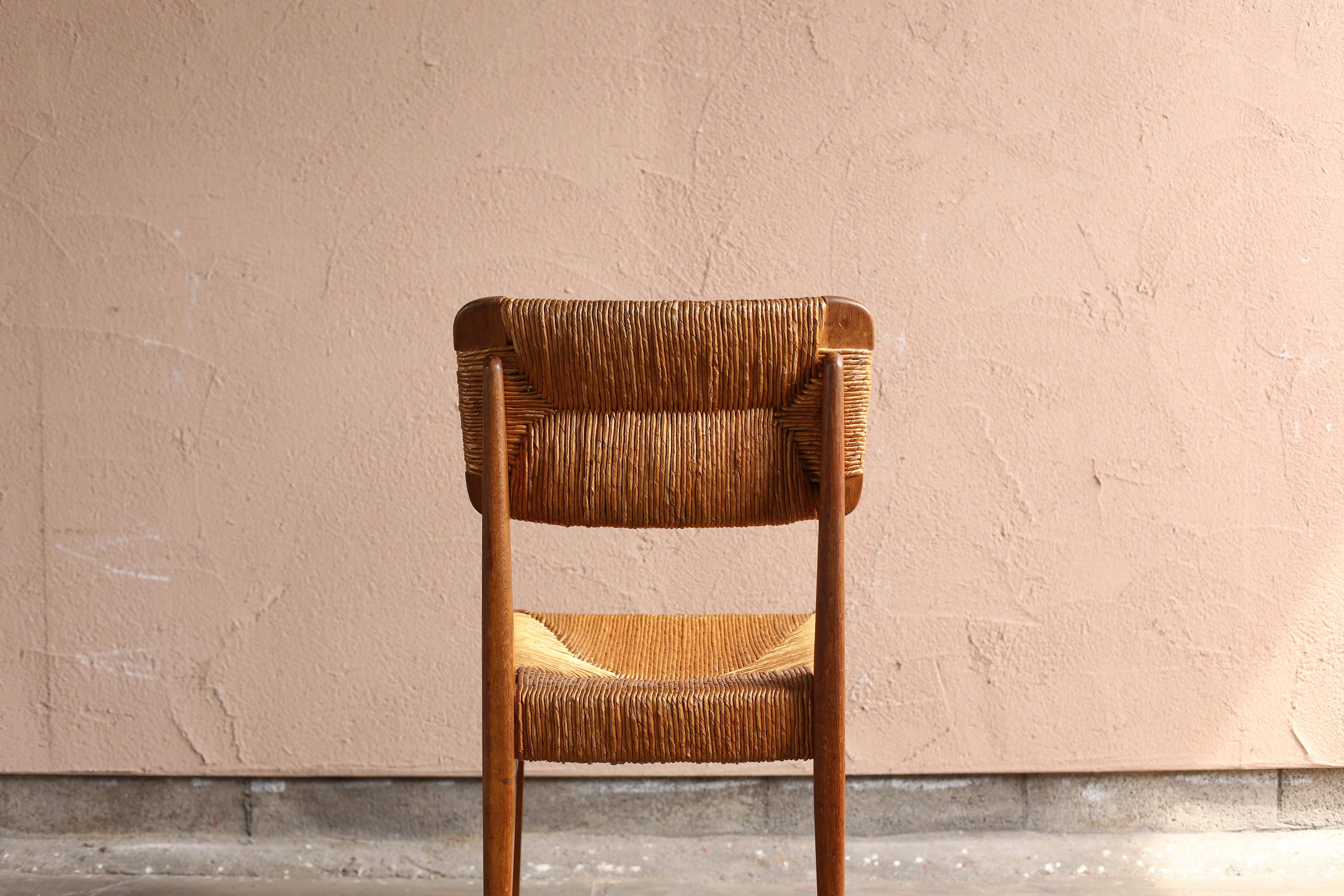 Straw Chair by Marcel Gascoin For Sale 5