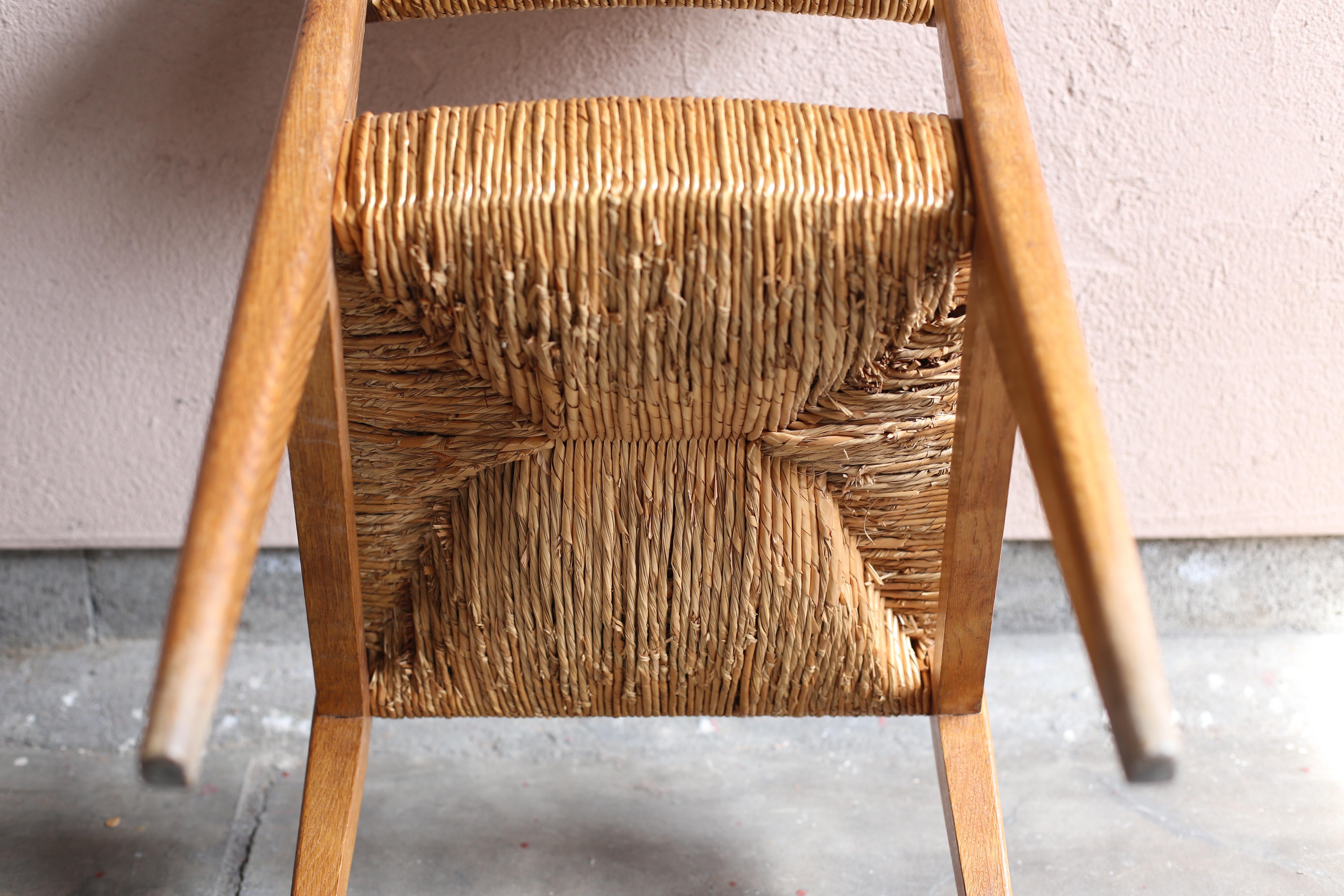 Straw Chair by Marcel Gascoin For Sale 6