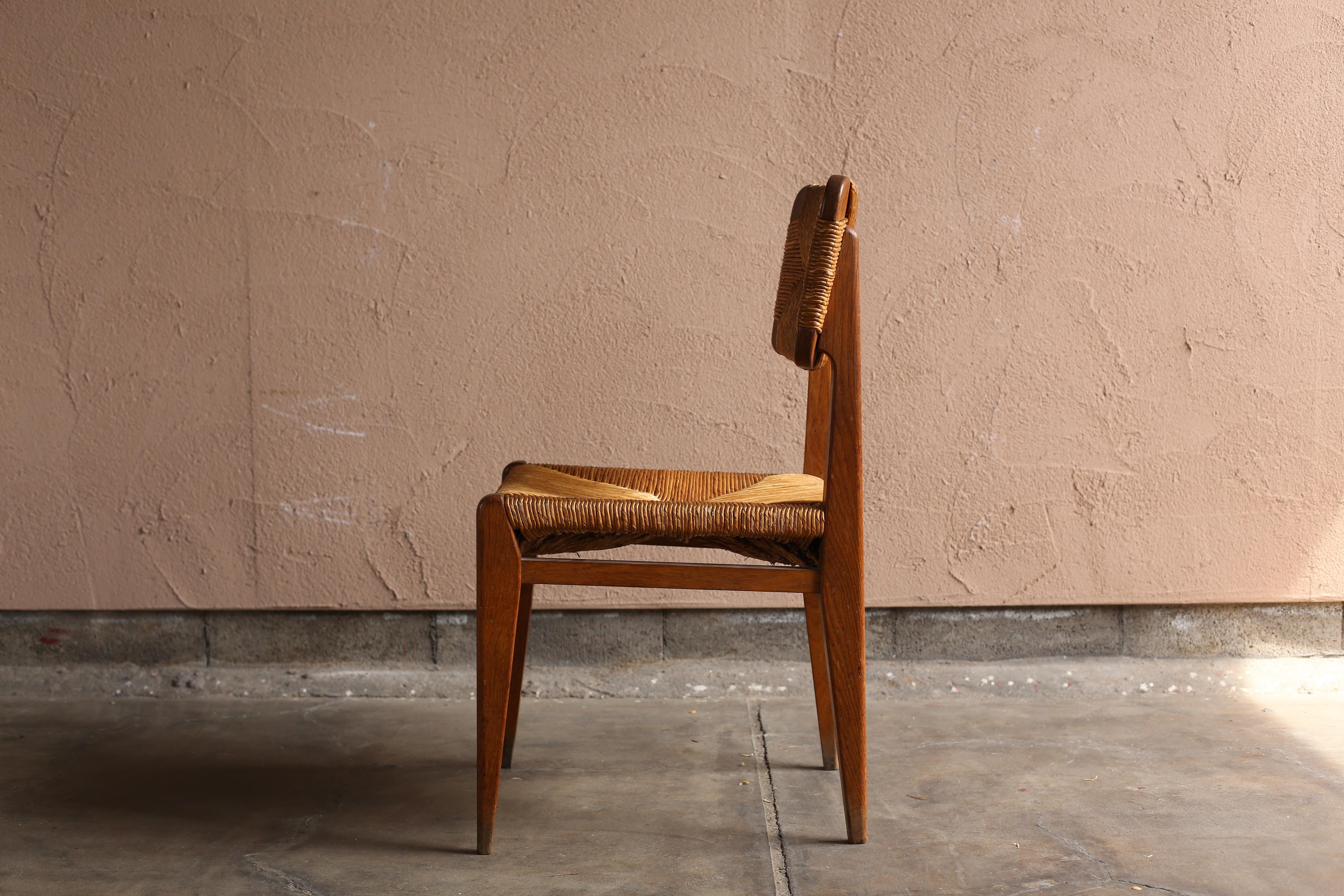 French Straw Chair by Marcel Gascoin For Sale