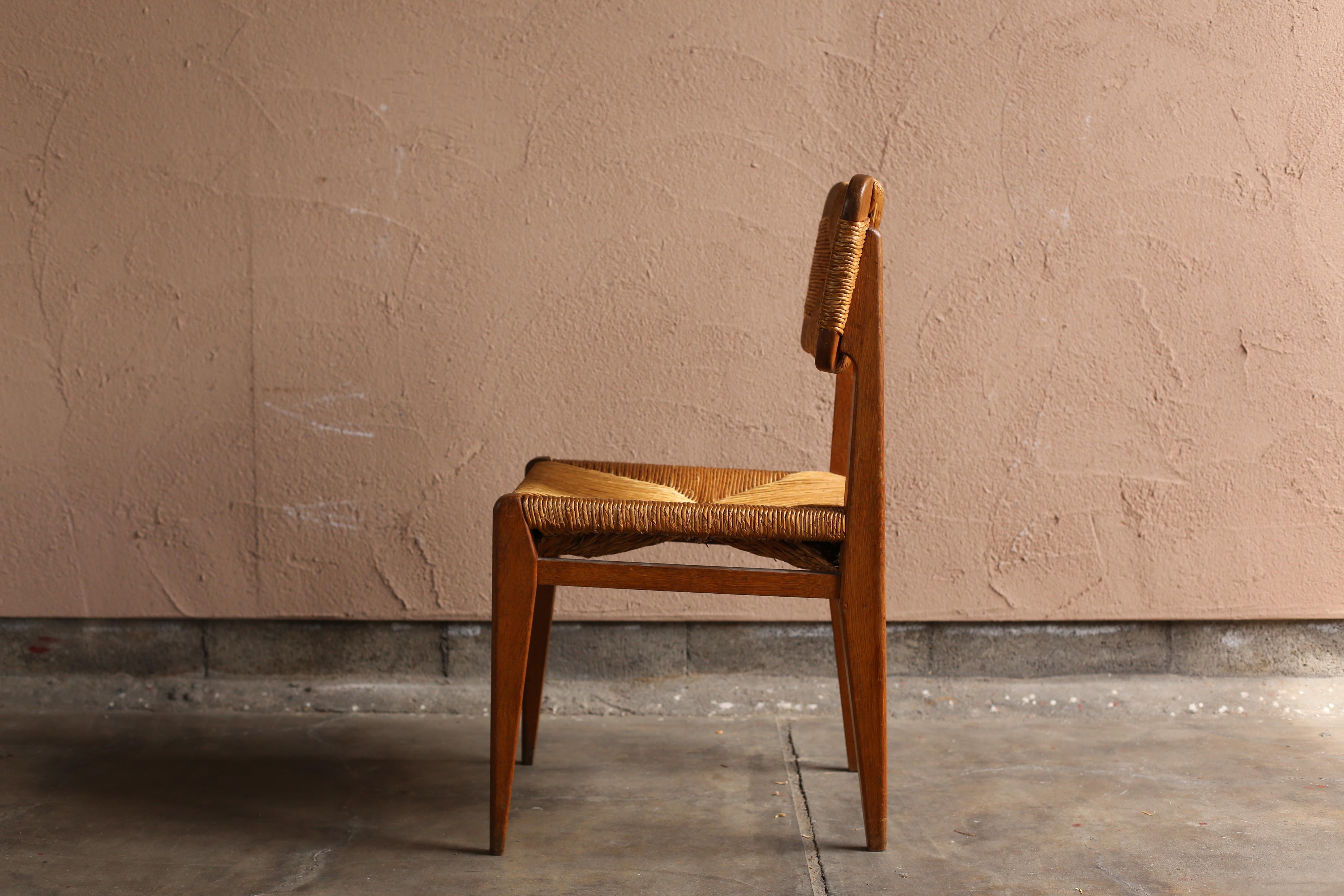 French Straw Chair by Marcel Gascoin For Sale