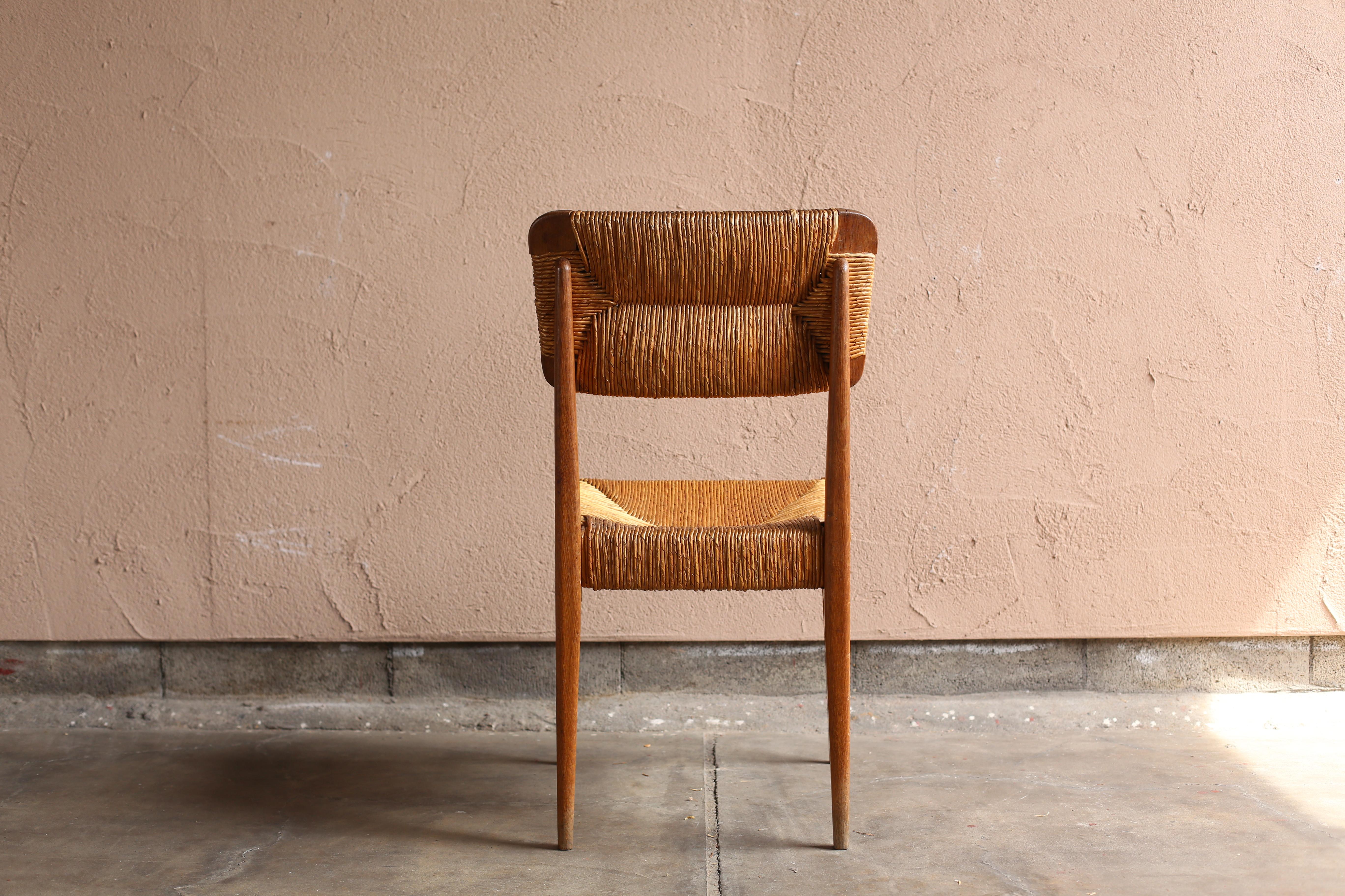 Woodwork Straw Chair by Marcel Gascoin For Sale