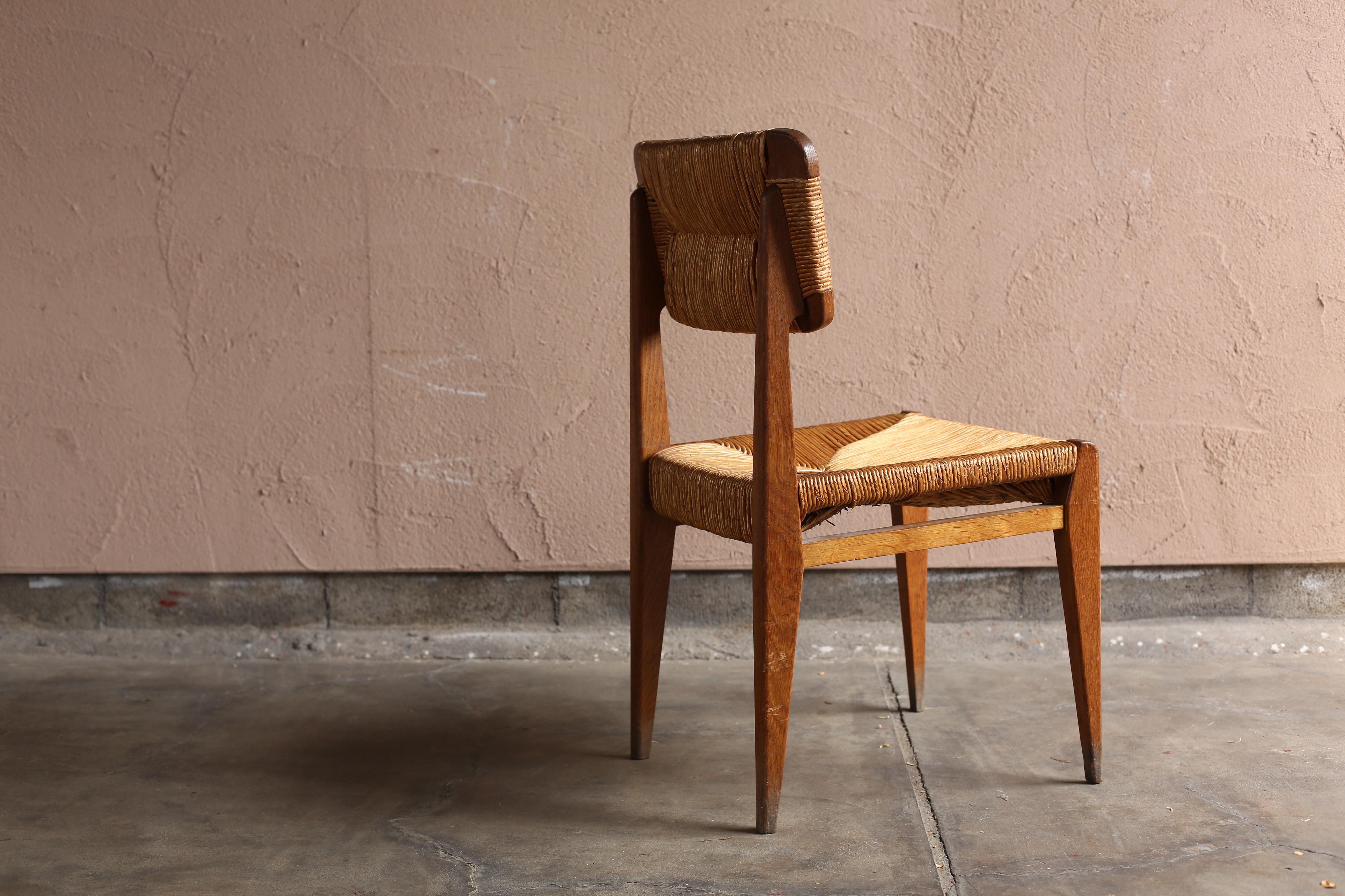 Mid-20th Century Straw Chair by Marcel Gascoin For Sale