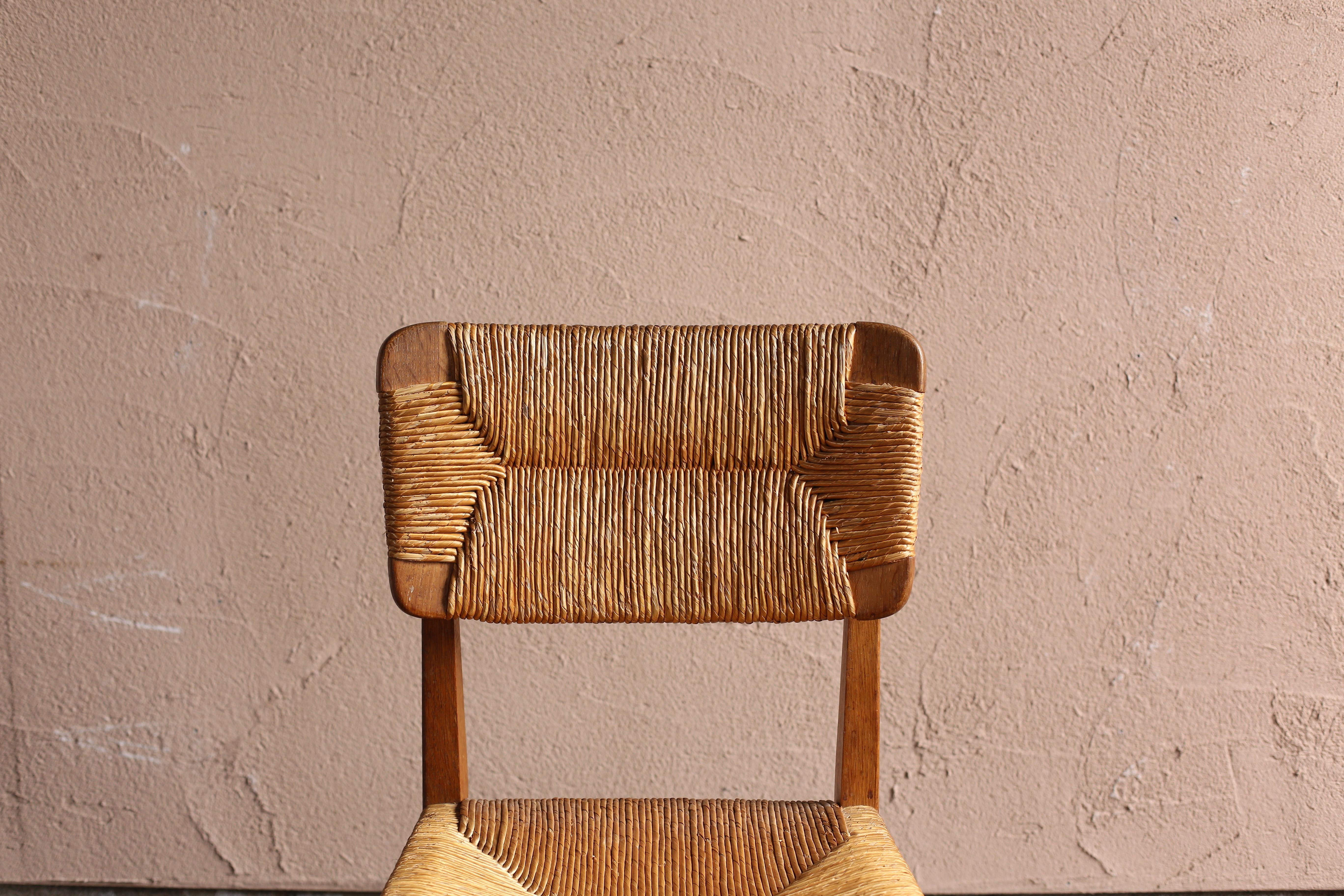 Straw Chair by Marcel Gascoin For Sale 1