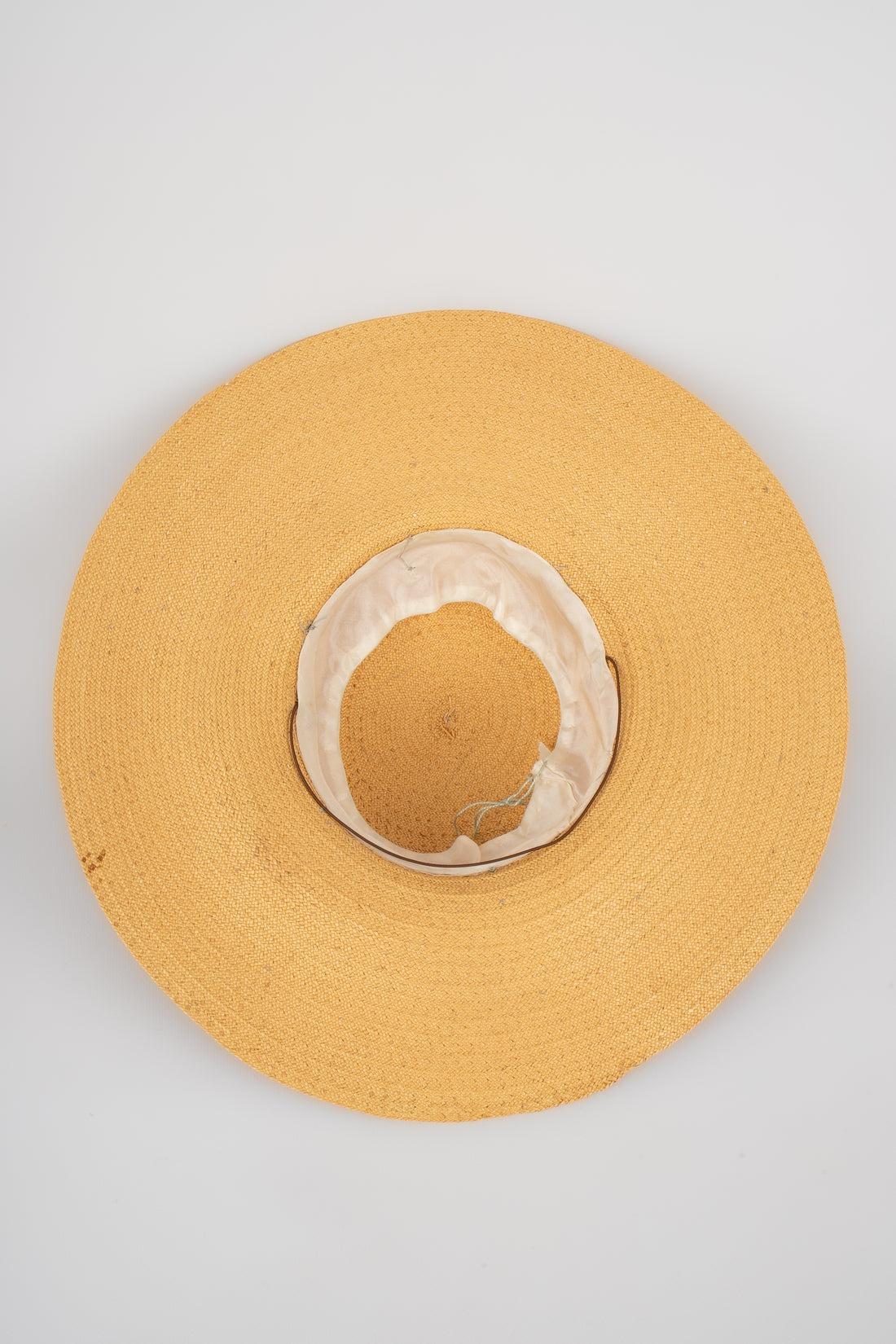 Straw Hat with Blue Ribbons, 1940s-1950s 1