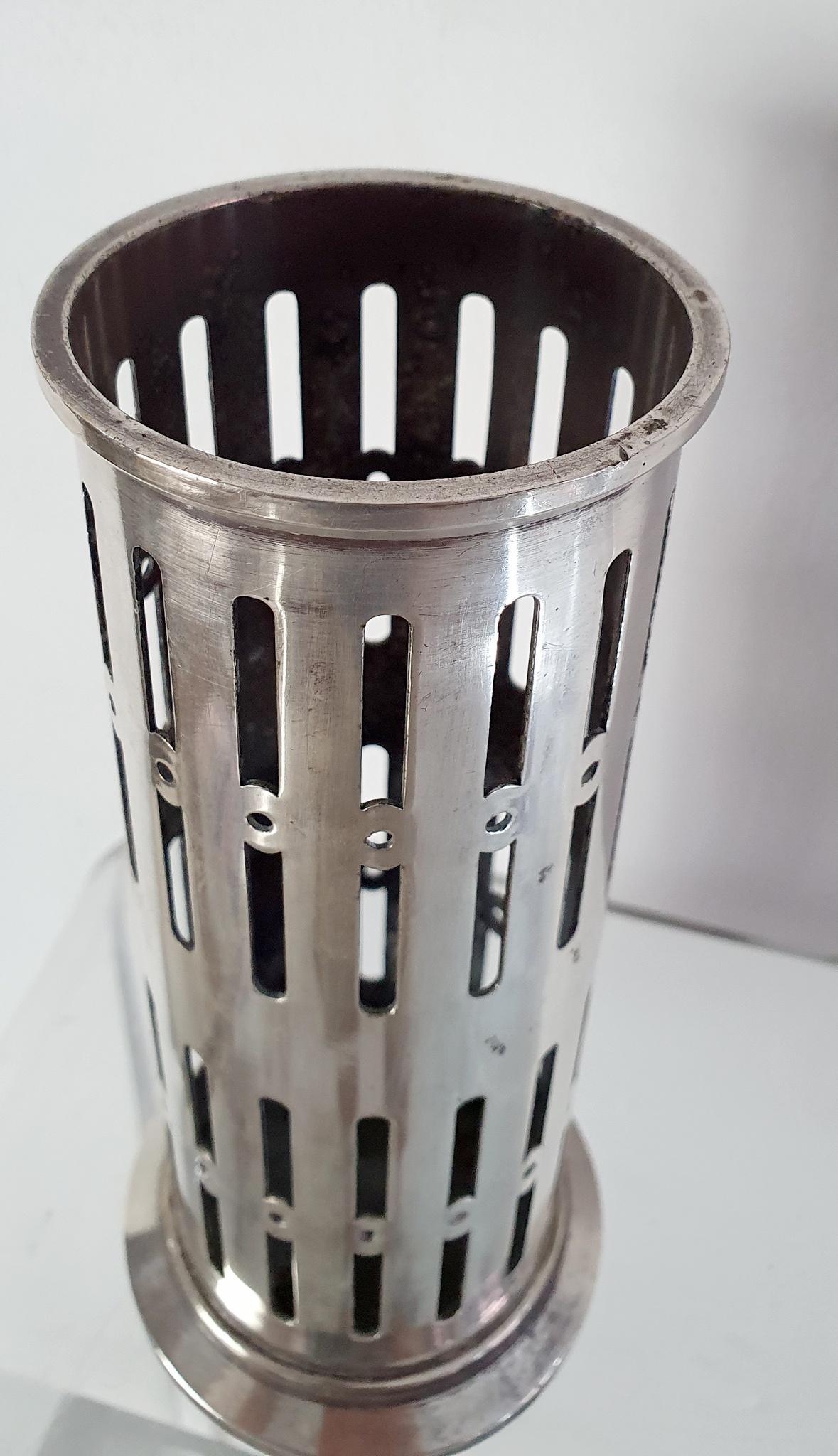 Silver Plate Straw Holder by Broggi Milano for Hotel Europa in the manner of Gio Ponti For Sale