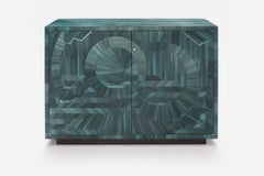 Straw Marquetry Cabinet Abruzzo Green Handmade in UK Contemporary