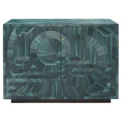 Armoire en marqueterie de paille Abruzzo Green Handmade in UK Contemporary