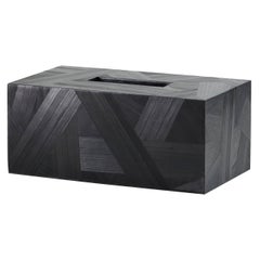 Stroheinlegearbeit Wald Tissue Box Lang in Ebenholz Farbe von Alexander Lamont