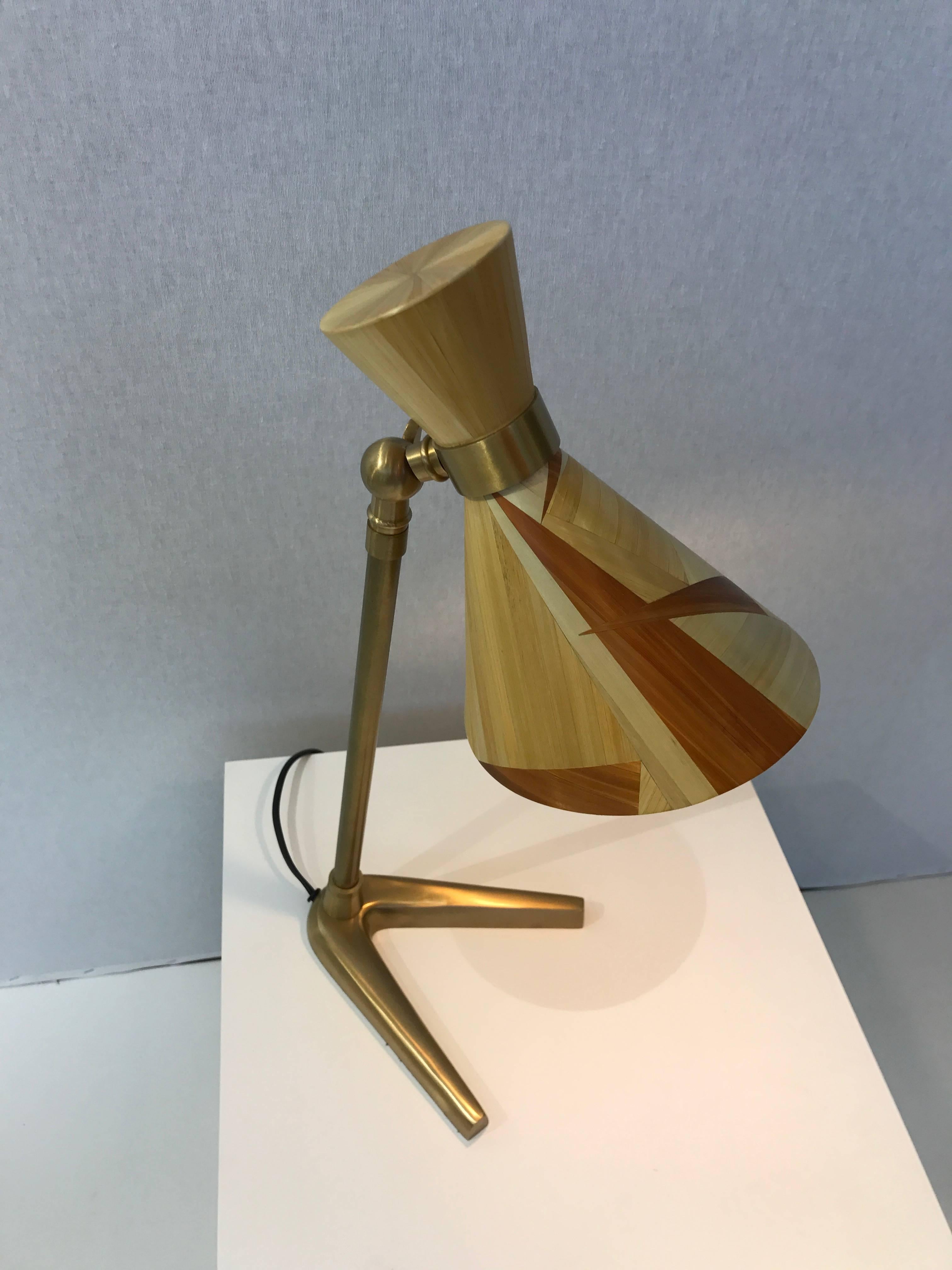 Straw Marquetry French Table Lamp In New Condition In Paris, FR