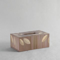 Straw Marquetry Frond Tissue Box in Burnished Metal Colour by Alexander Lamont
