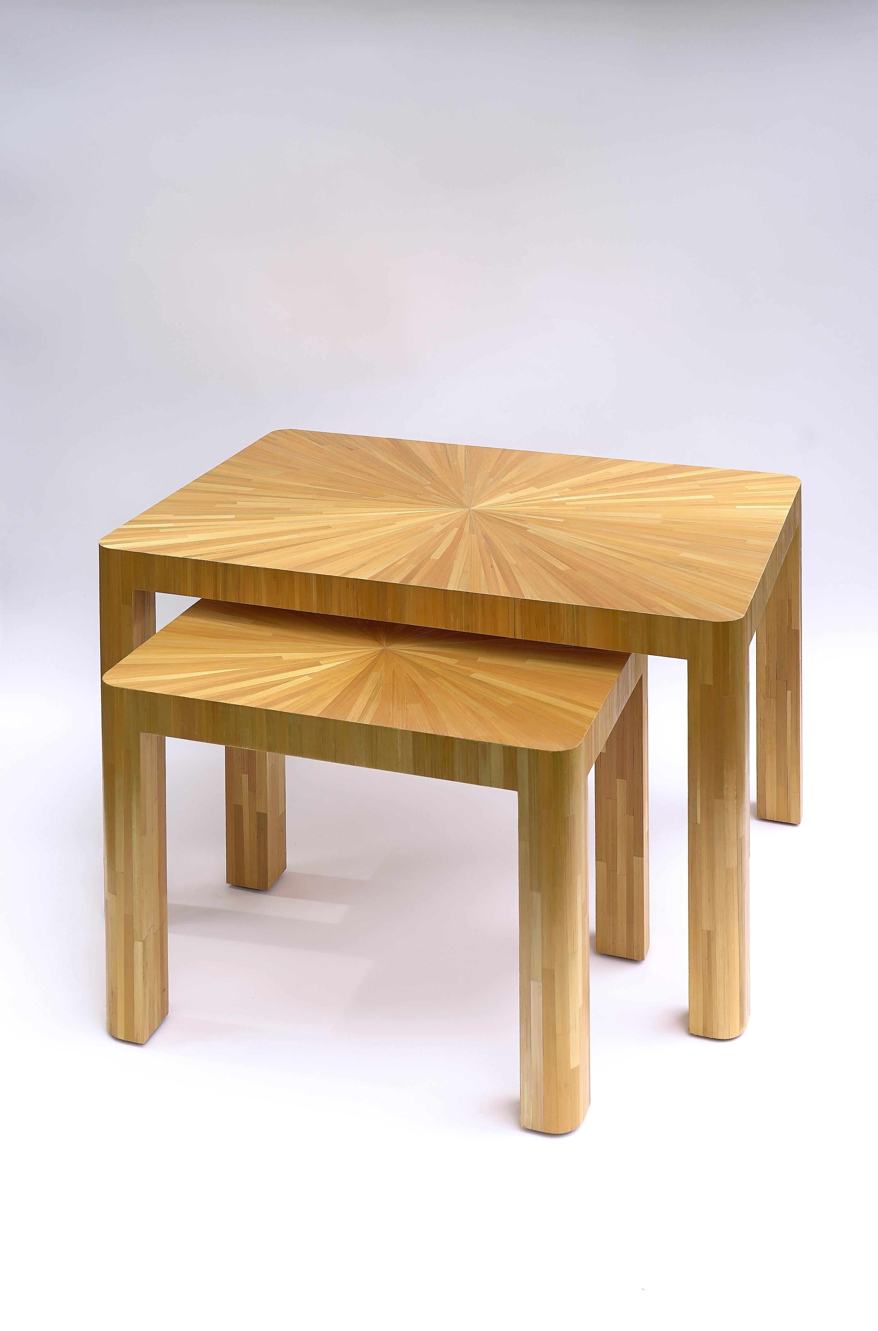 Art Deco Straw marquetry Nesting Tables in the style of Jean Michel Frank For Sale