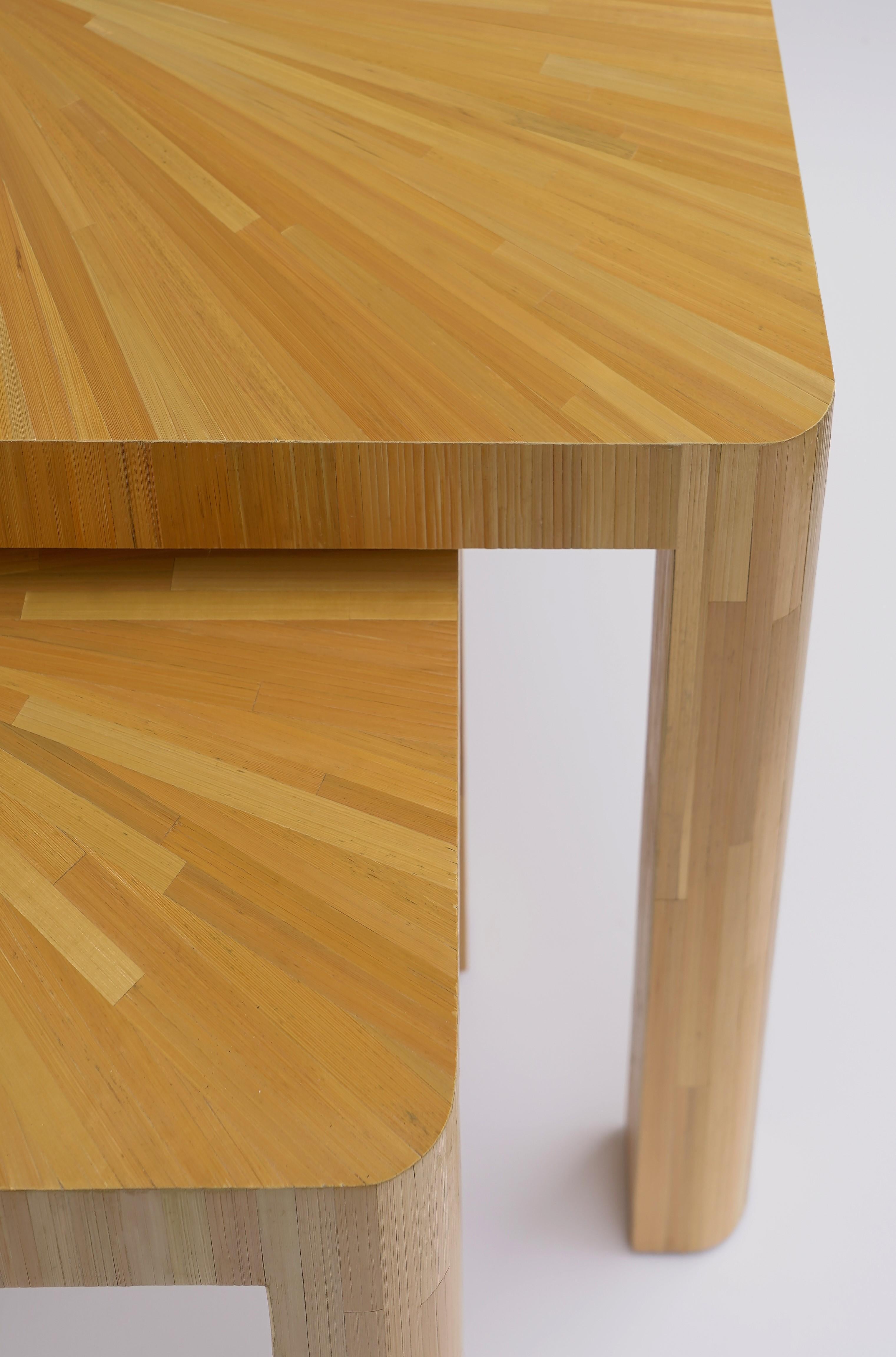 Straw marquetry Nesting Tables in the style of Jean Michel Frank In New Condition For Sale In Millburn, NJ