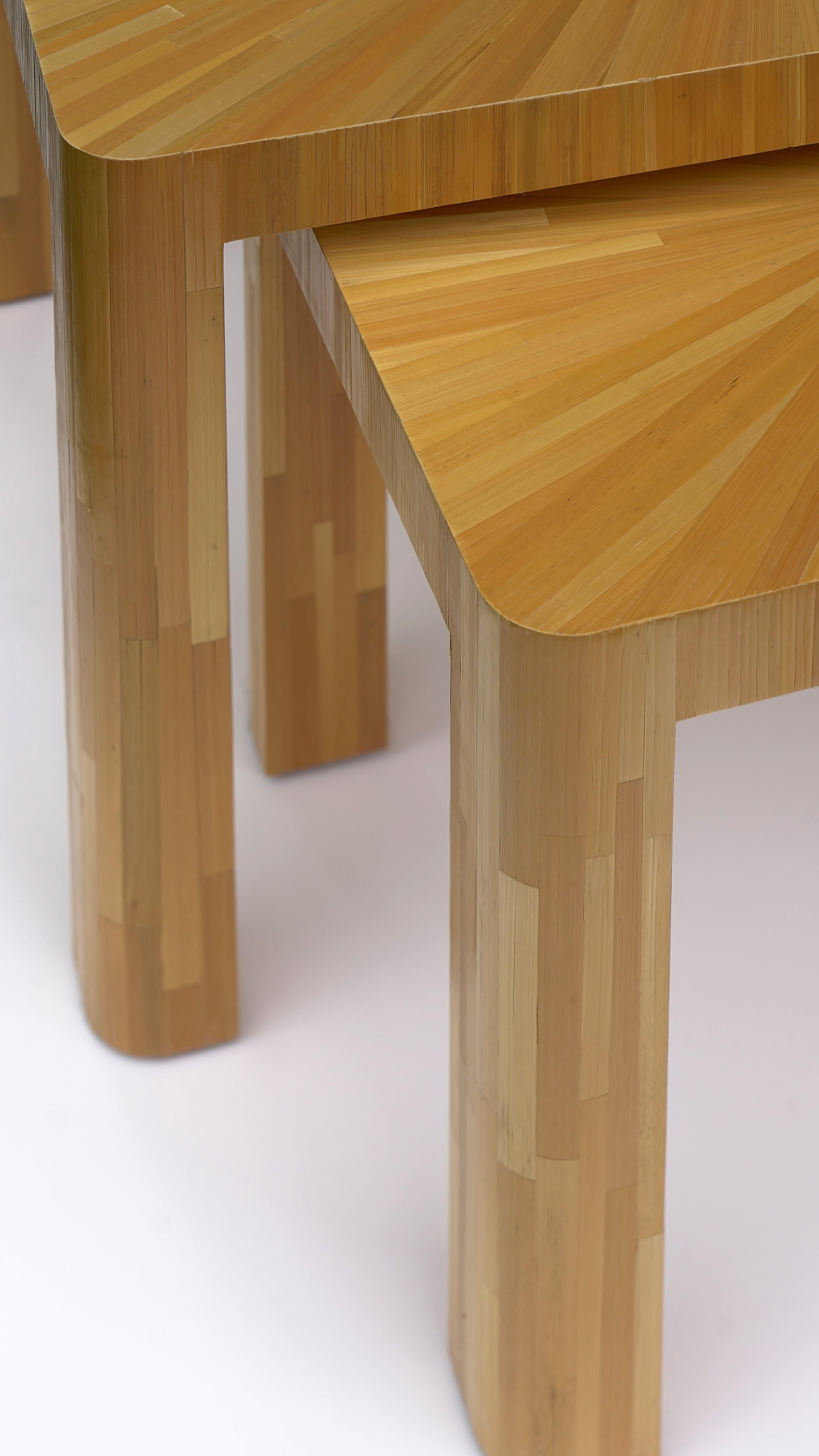 Straw marquetry Nesting Tables in the style of Jean Michel Frank For Sale 2