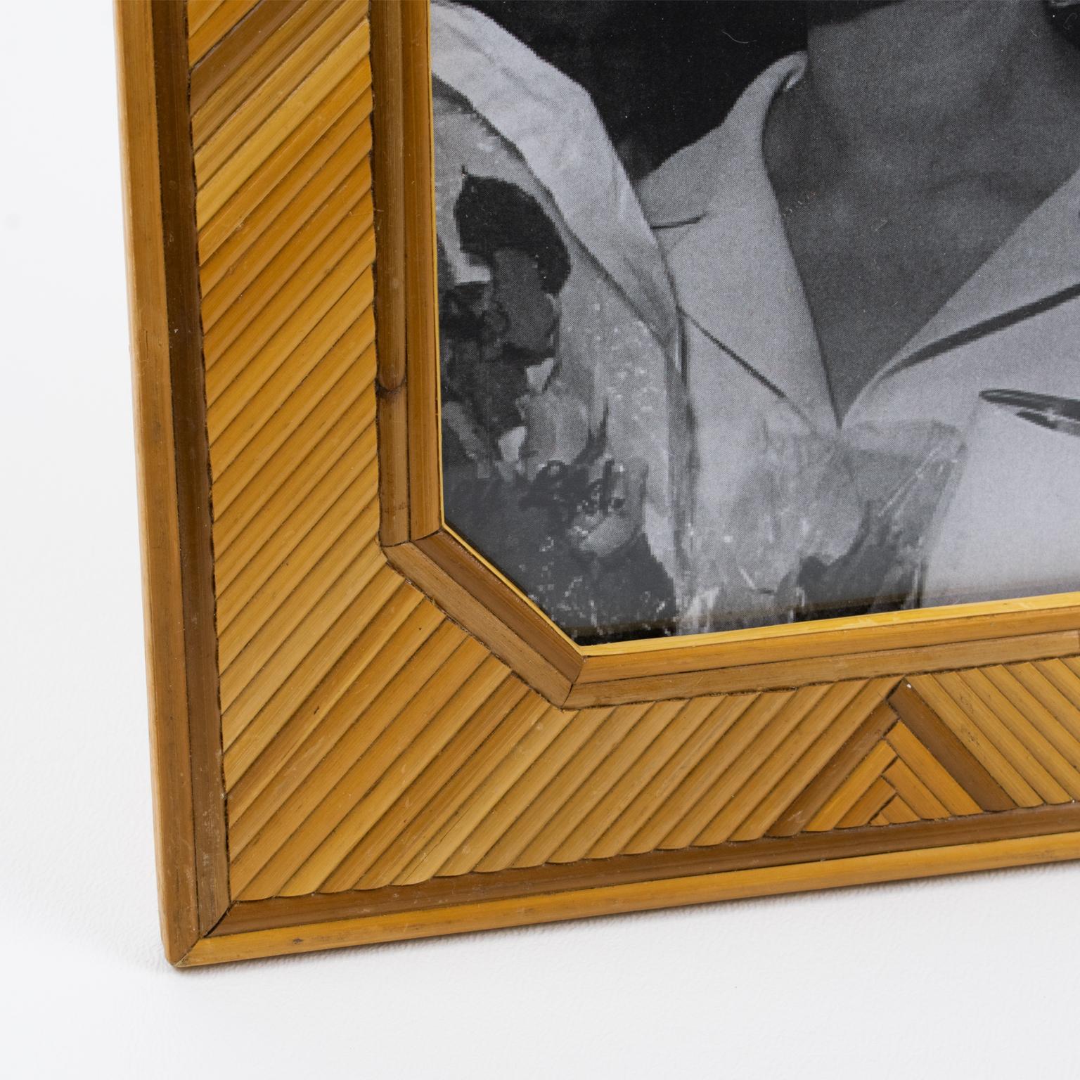French Straw Marquetry Picture Frame, France 1950s For Sale