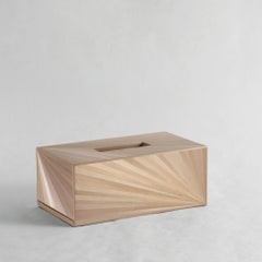 Straw Marquetry Soleil Tissue Box in Burnished Metals Colour by Alexander Lamont
