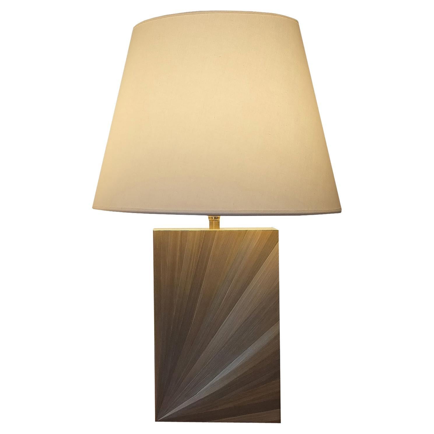 Straw Marquetry Table Lamp, Art Deco Style For Sale