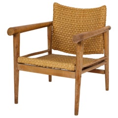 Vintage Straw Wicker Woven Rush Chair Midcentury Jean Michel Frank Style, 1930, France