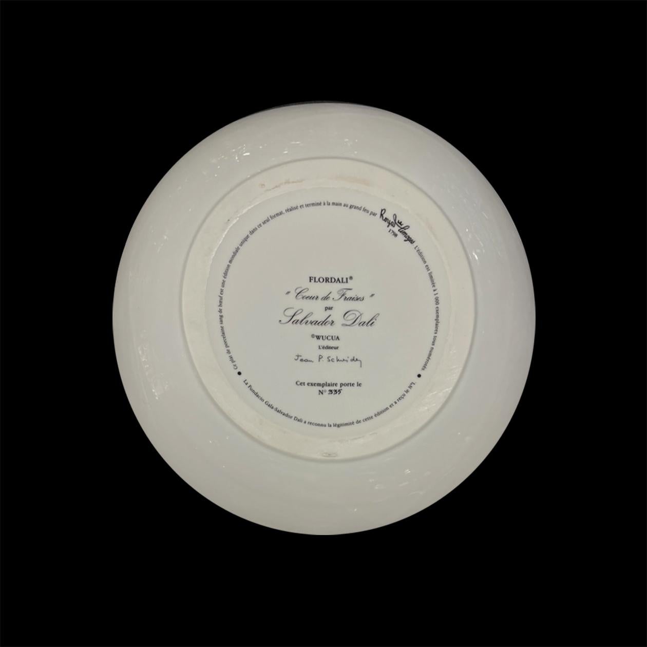 Fresas Corazón Firmado por Dalí Plato Grande Edición Limitada Limoges En relieve en venta