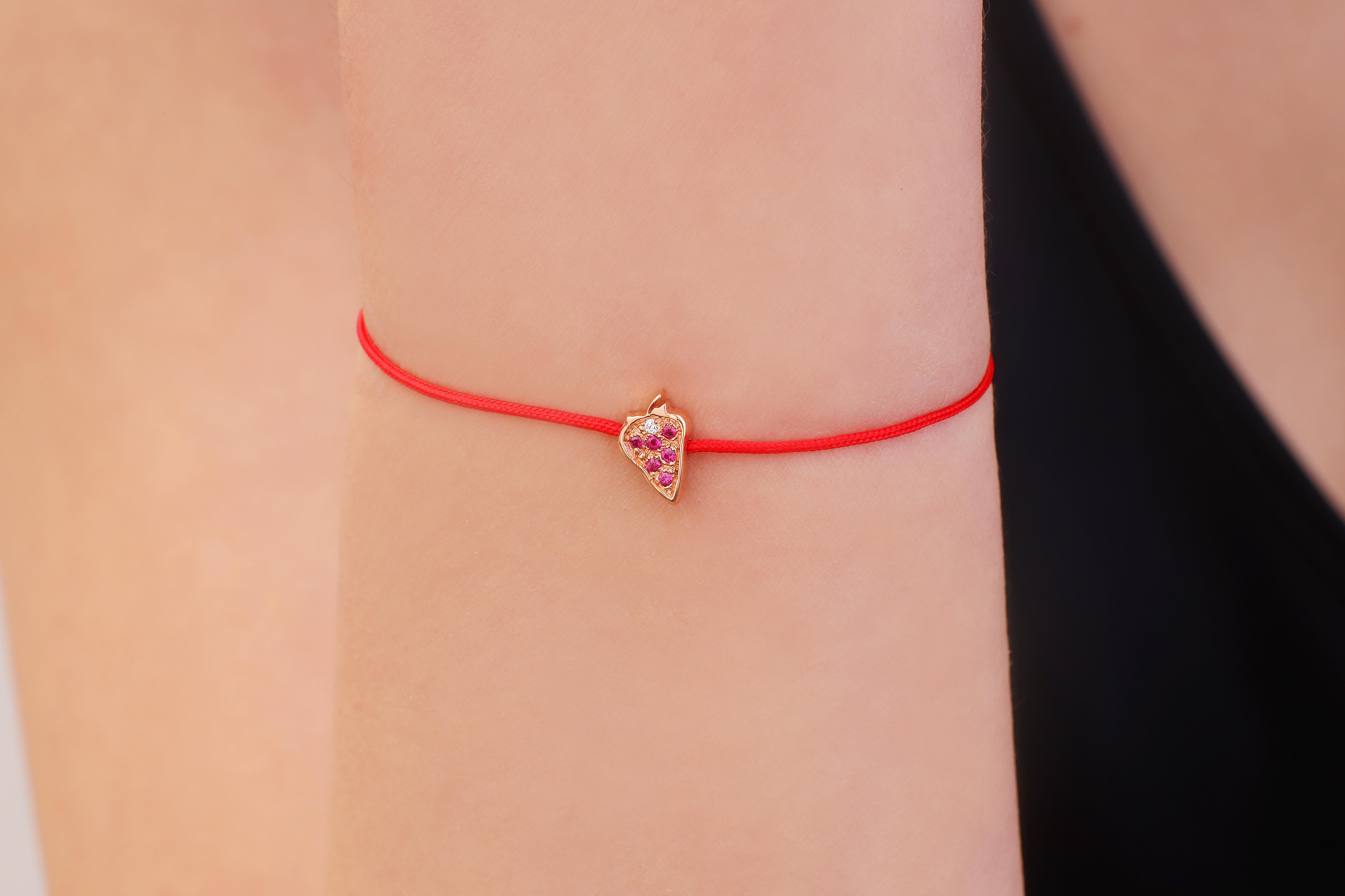 strawberry string bracelet