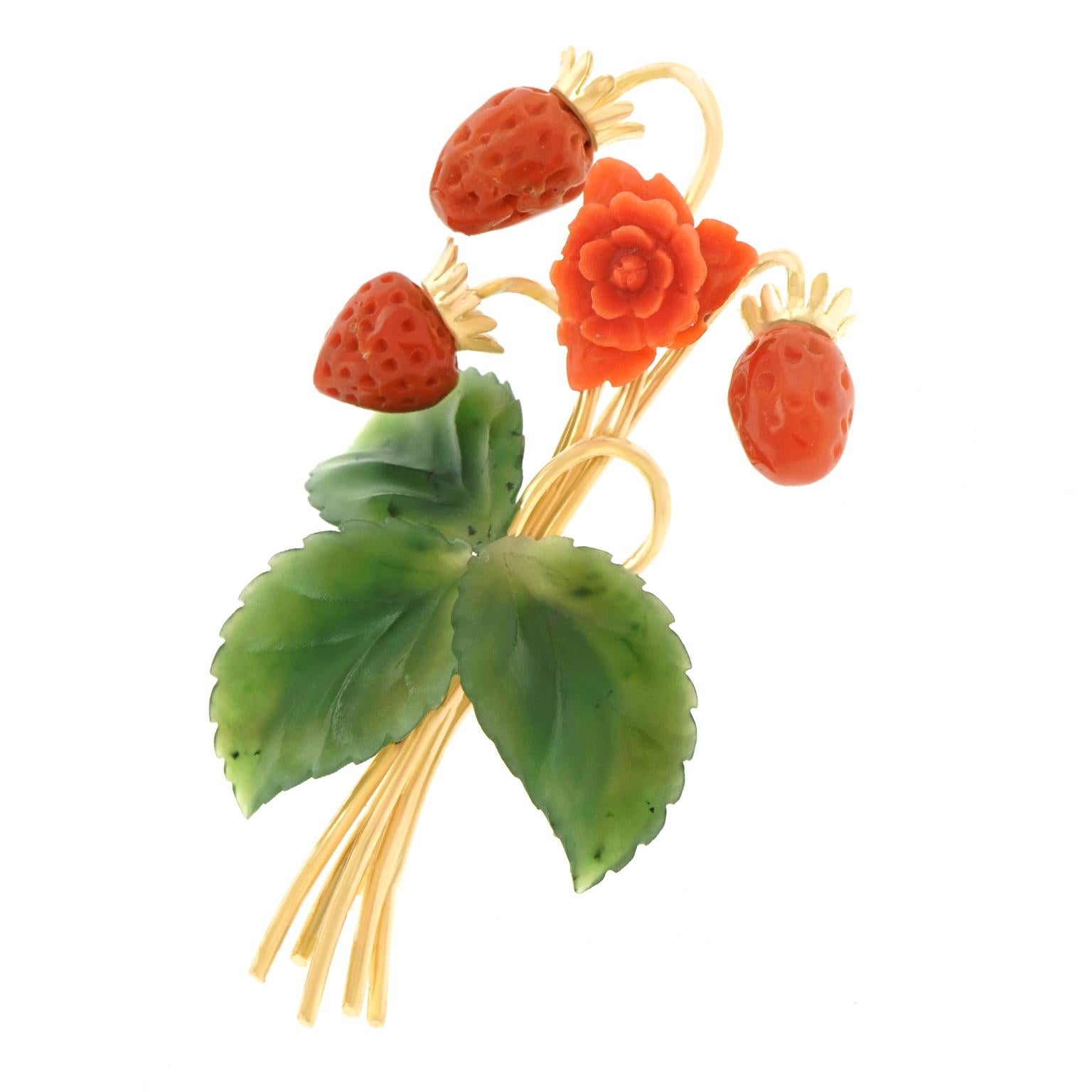 Erdbeer-Brosche (Cabochon)