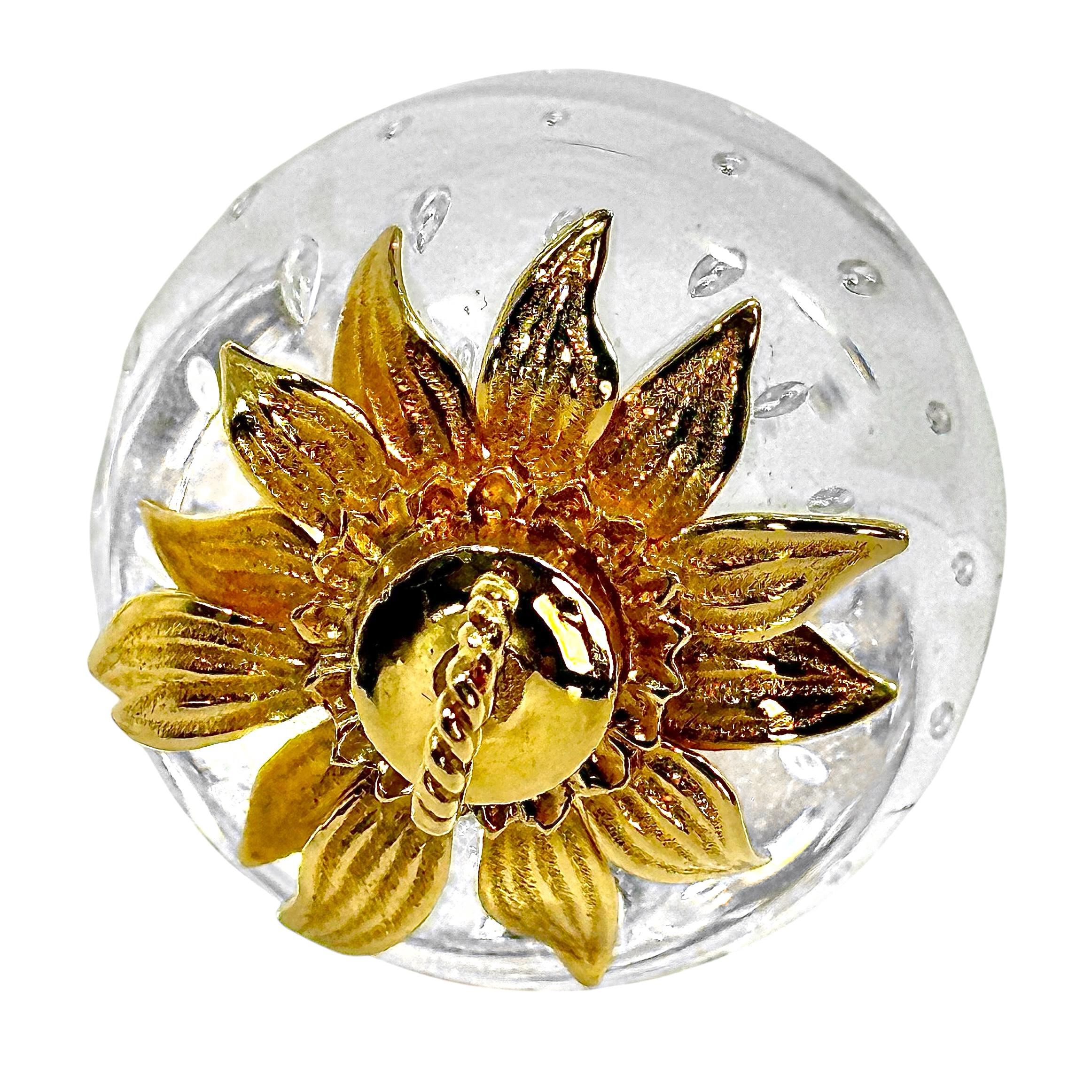 Strawberry Pendant by Steuben Glass with 18k Yellow Gold Stem and Glass Body For Sale 1