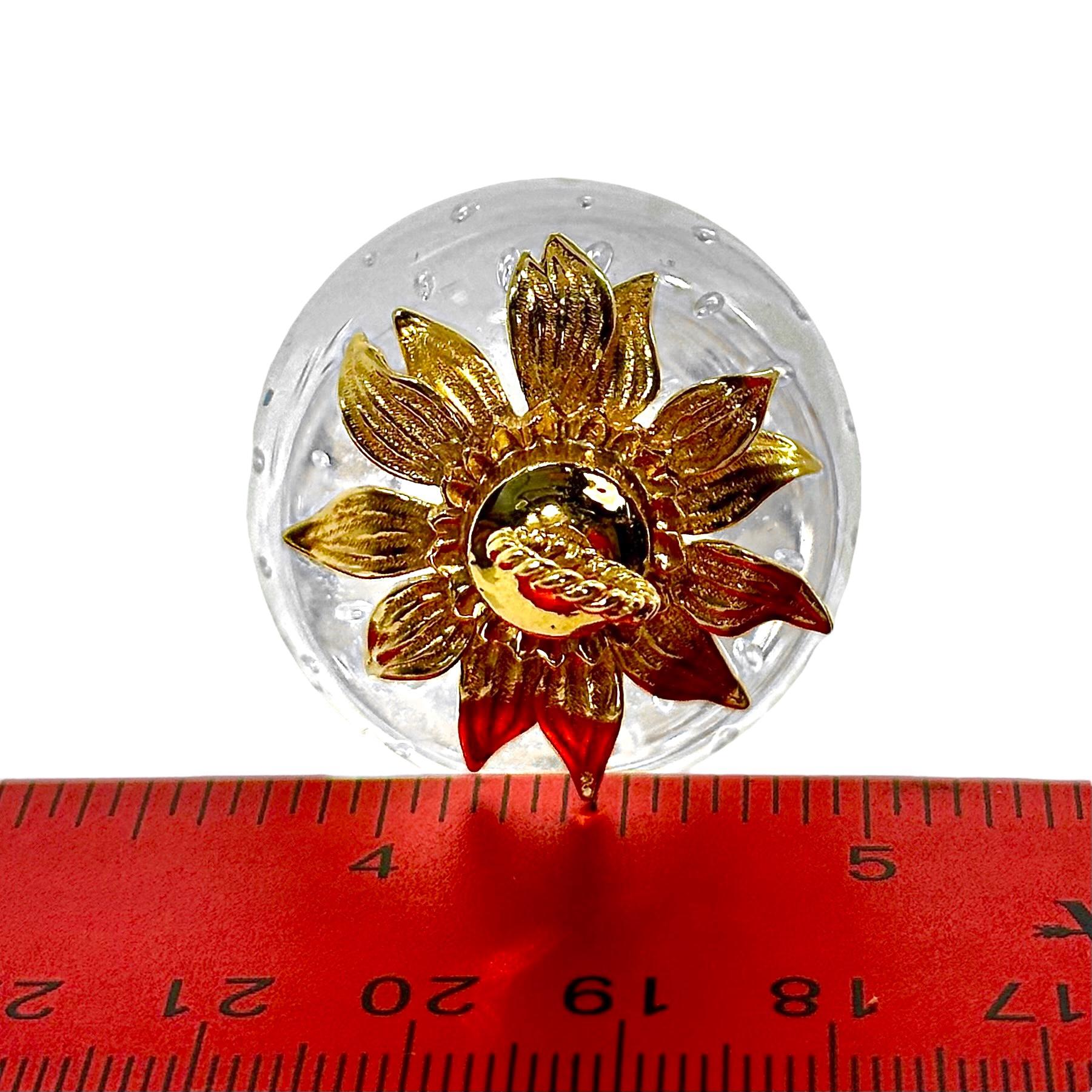 Strawberry Pendant by Steuben Glass with 18k Yellow Gold Stem and Glass Body For Sale 3