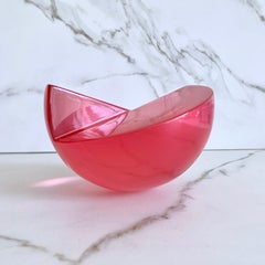 Strawberry Pink Semi Sphere Sculpture in Polished Resin by Paola Valle