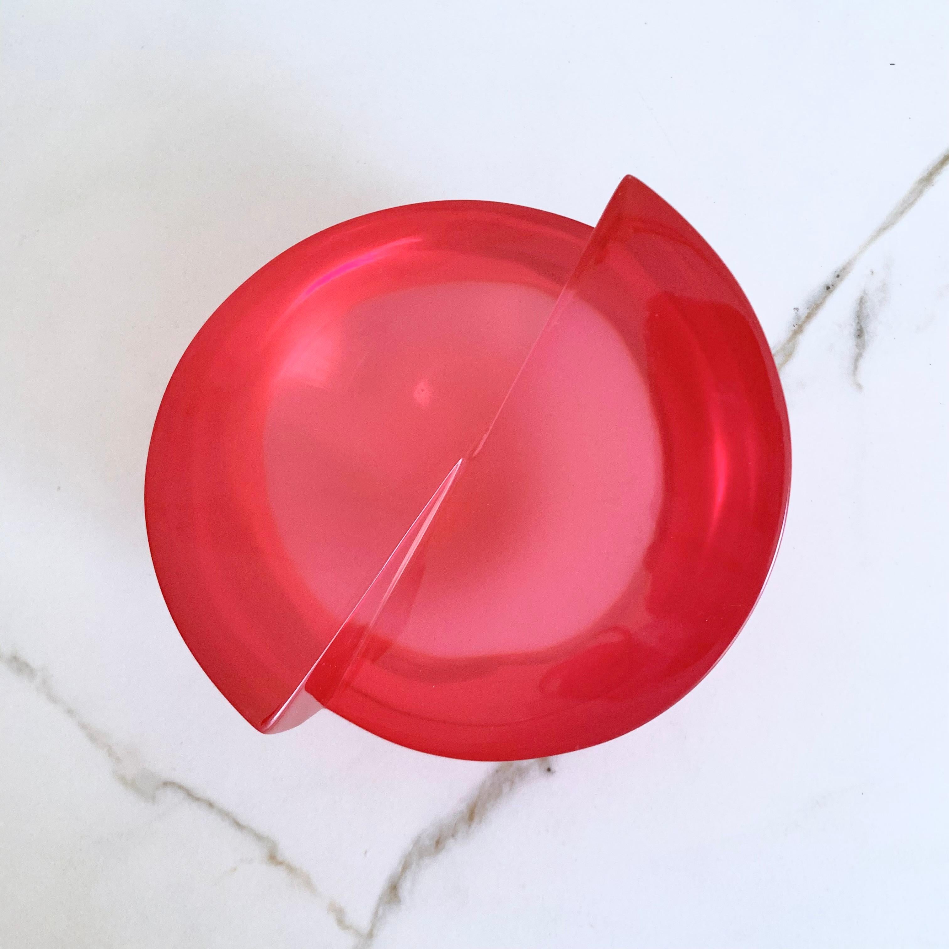 Modern Strawberry Pink Semi Sphere Sculpture in Polished Resin by Paola Valle For Sale