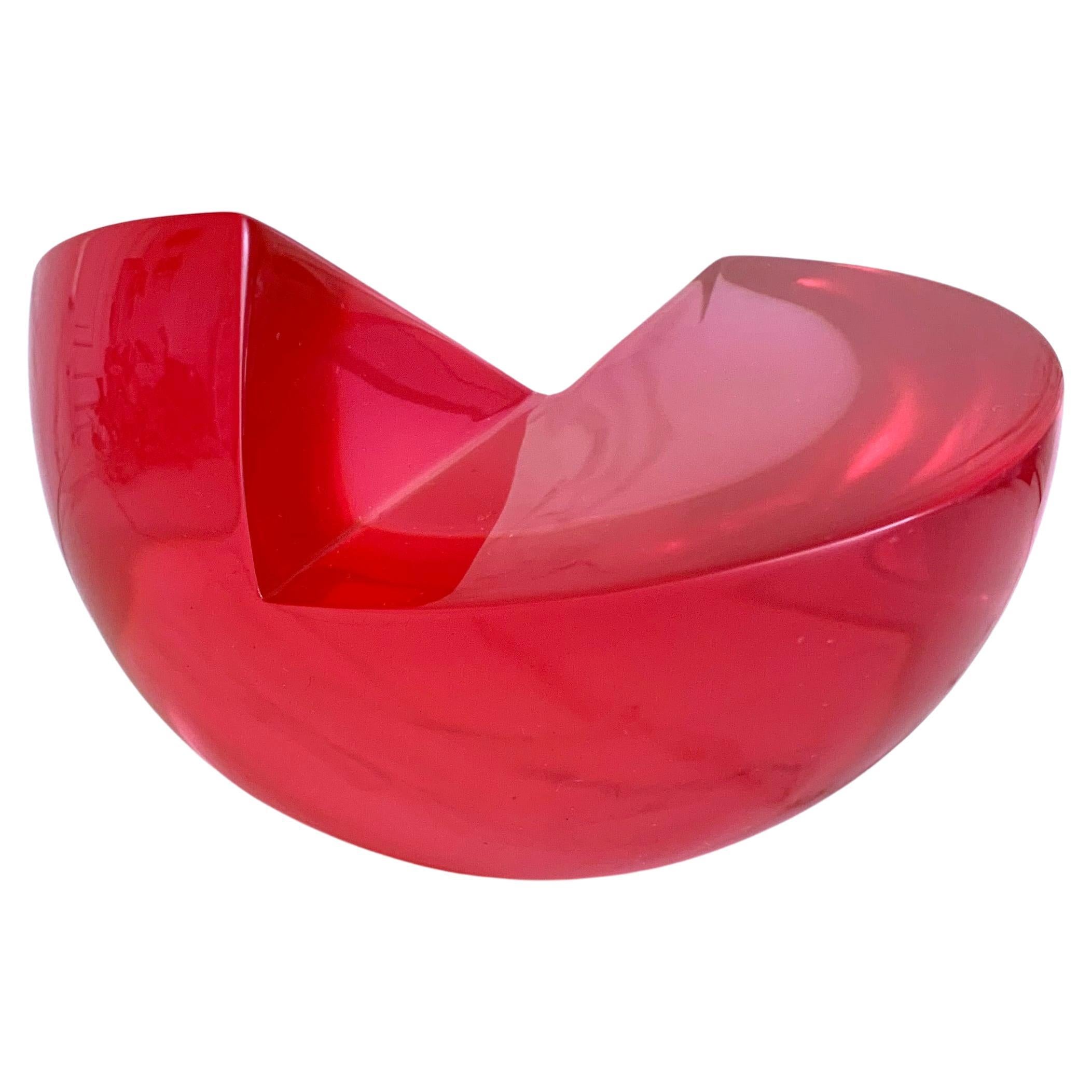 Strawberry Pink Semi Sphere Sculpture in Polished Resin by Paola Valle For Sale