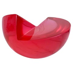 Strawberry Pink Semi Sphere Sculpture in Polished Resin by Paola Valle