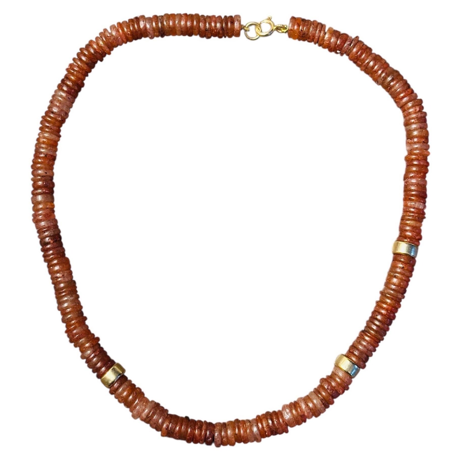 STRAWBERRY QUARTZ & 14k GOLD NECKLACE For Sale