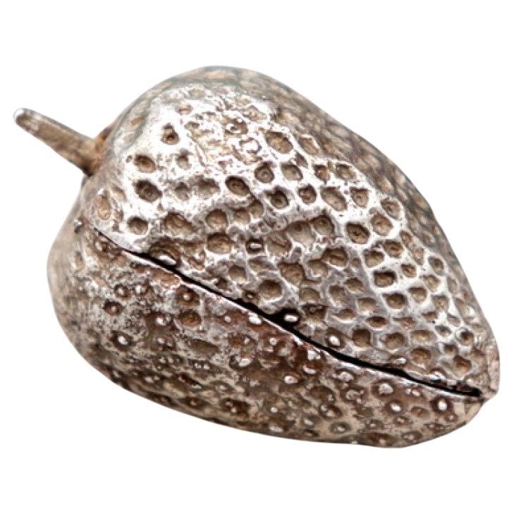 Strawberry shaped silver pill box