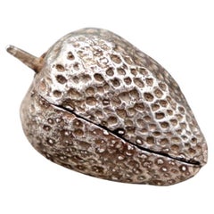 Strawberry shaped silver pill box
