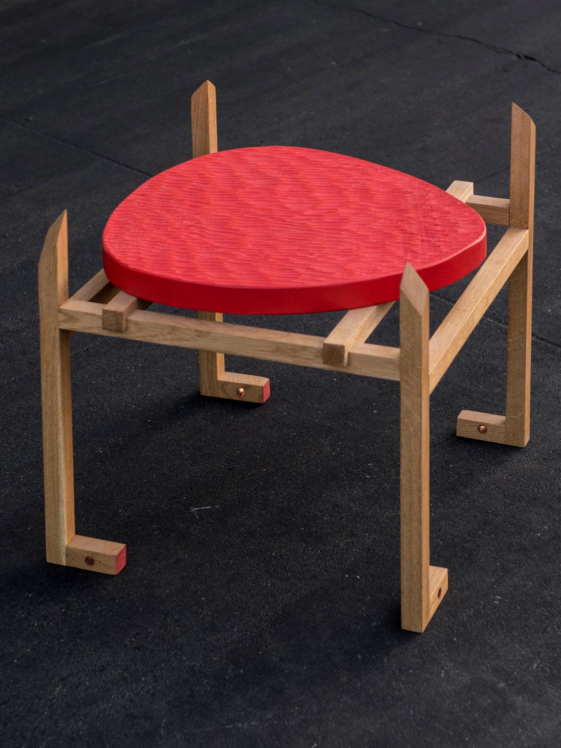 Strawberry table by Luke Malaney
Dimensions: H 35.5 x D 35.5 x W 40.7 cm
Materials: Oak, maple, copper
Natural oil/wax finish

Luke Malaney designs and creates one of a kind pieces of furniture that are made to last. Using old world joinery,