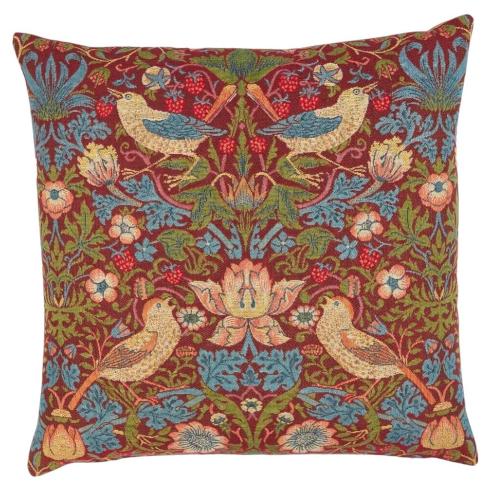 Cuscino ad arazzo rosso con imbottitura in piume - 46x46cm (18 "x18")