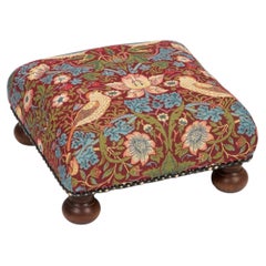 Strawberry Thief Red Tapestry Footstool