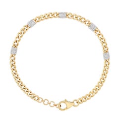 Stream Diamond 14K (or 18k upon request) Yellow Gold Chain Link Bracelet