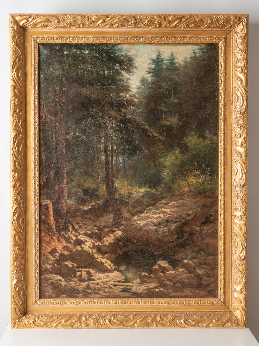 Vieille peinture française sur toile avec un paysage de montagne intéressant. ( Signature illisible.) -

réf. O/8218
  