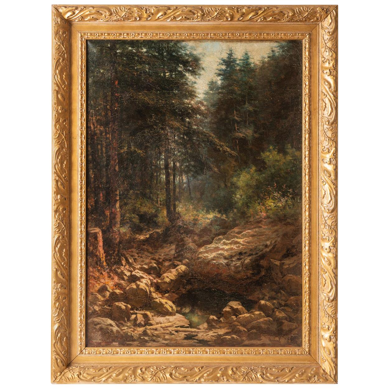 Peinture "Stream in the Woods" (Stream dans les bois) en vente