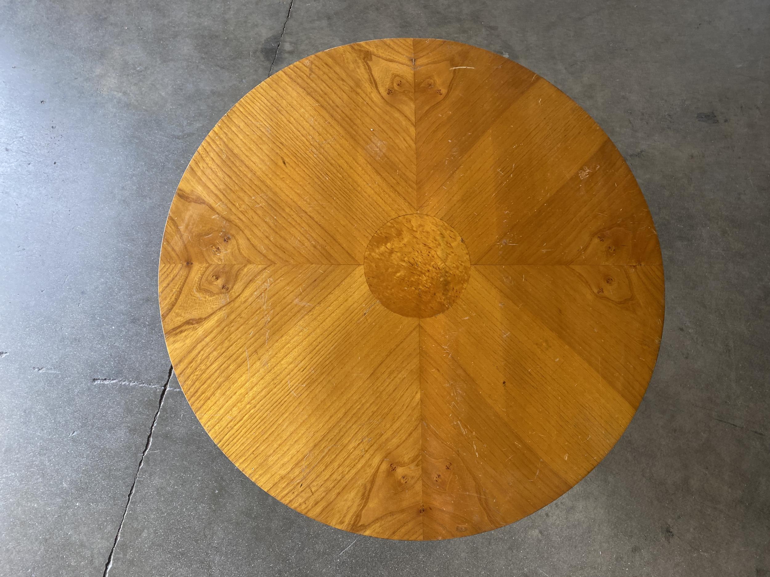 Art Deco Streamline Round Two-Tone Coffee Table For Sale