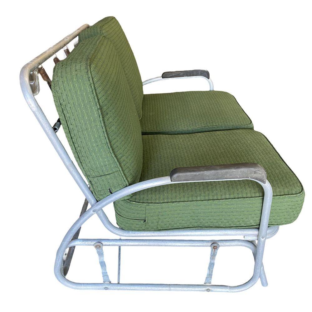 Streamline Art Deco Aluminum Patio/Outdoor Settee Slider/Rocking In Excellent Condition In Van Nuys, CA