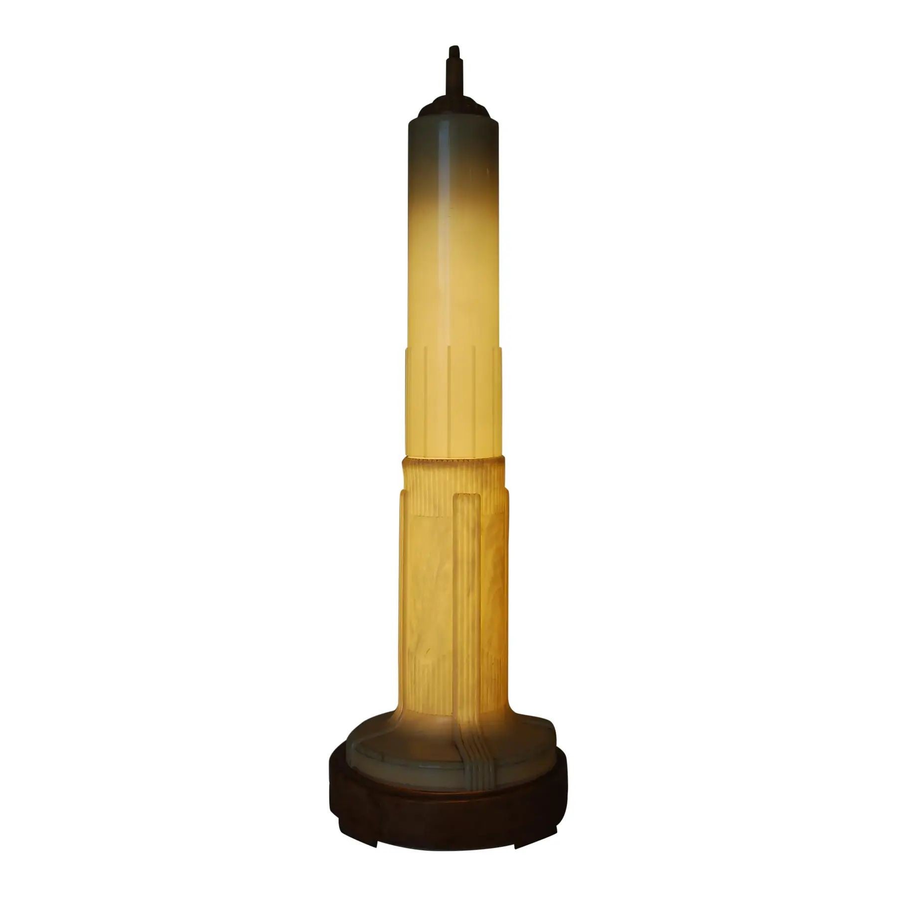 Streamline Art Deco Celluloid Empire State Building Shaped Florescent Table Lamp